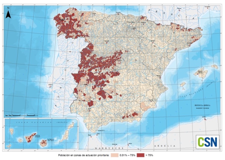 Mapa de Radón en España Mapa de radón en España